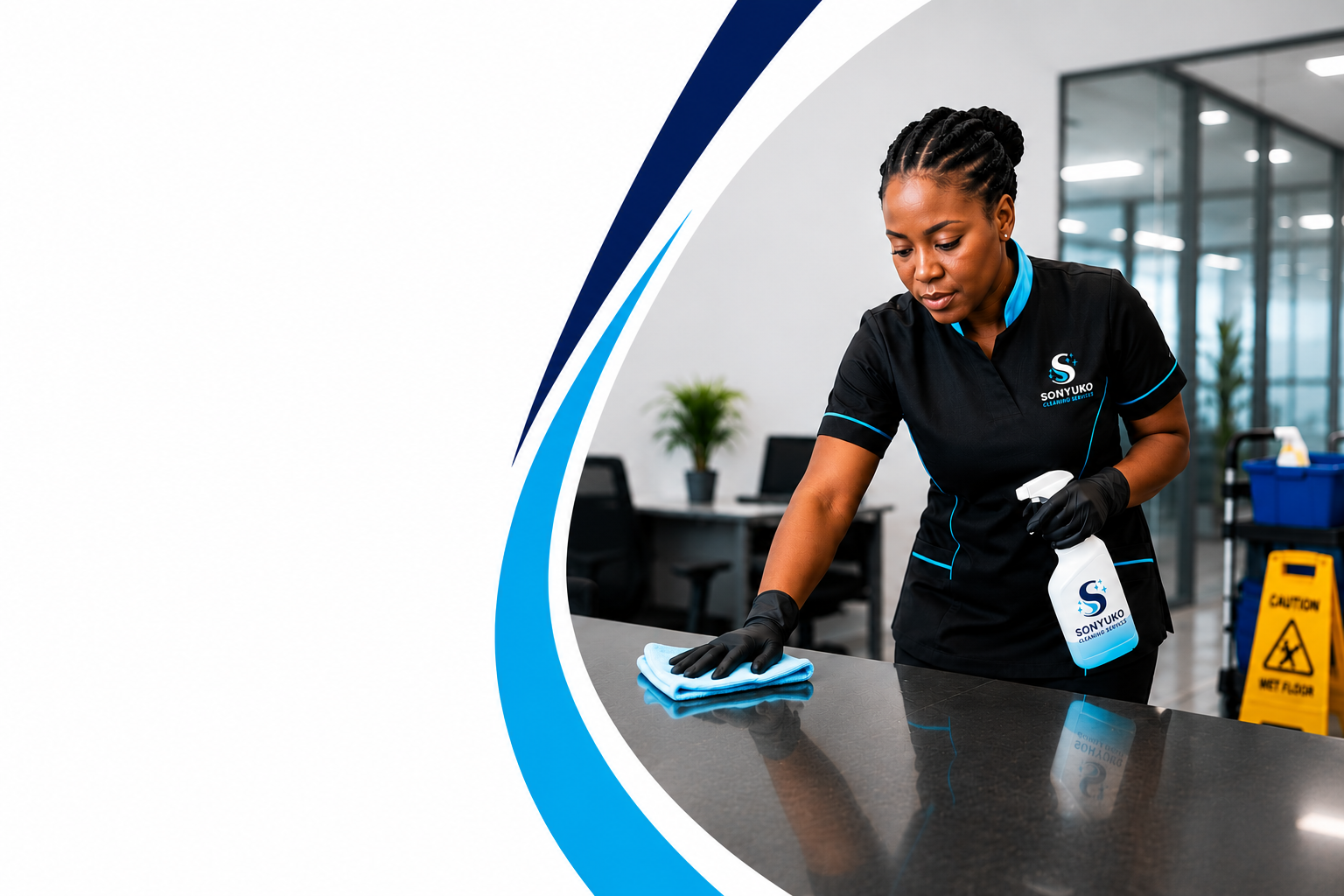 Sonyuko cleaner working in a modern office